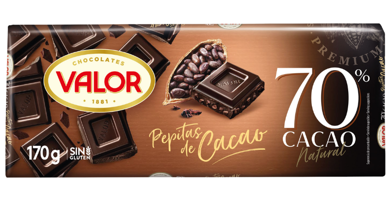Chocolate 70% con pepitas de cacao