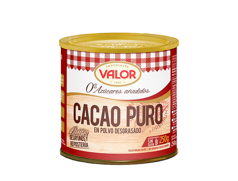 Cacao puro en polvo desgrasado 0% Azúcares añadidos