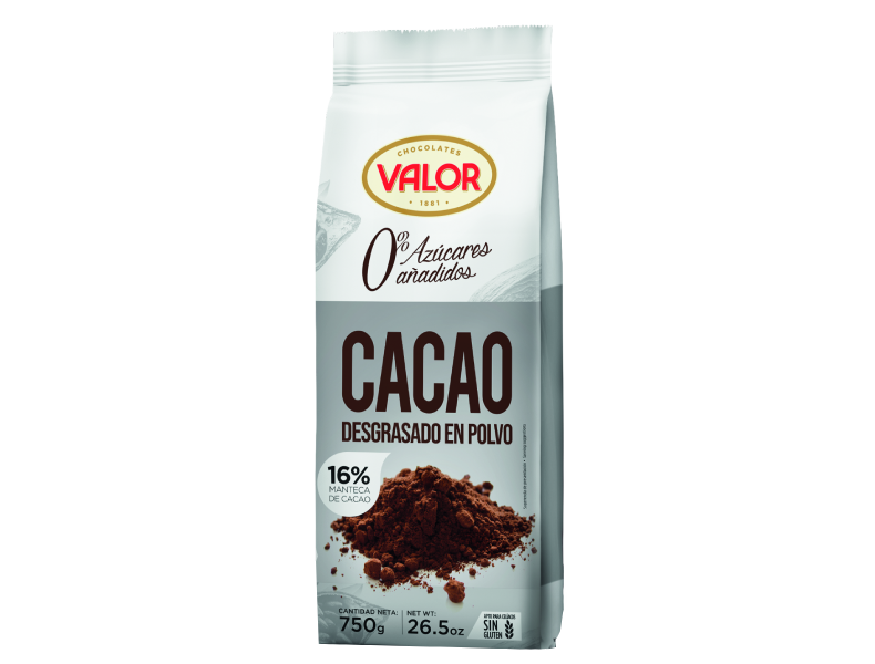 Cacao desgrasado en polvo. 0% azúcares añadidos