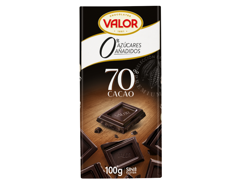 Chocolate Negro 70%. 0% Azúcares Añadidos.
