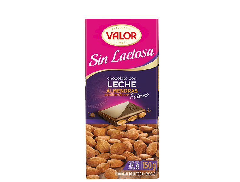 Lactose-Free Milk Chocolate with almonds