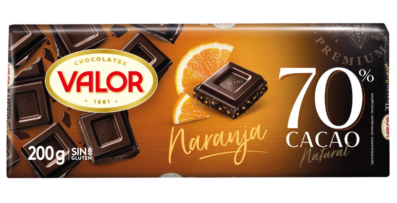 Chocolate negro 70% con naranja