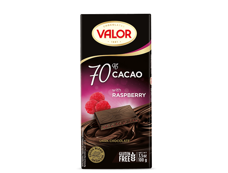 70% Dark chocolate with Raspberry 100g