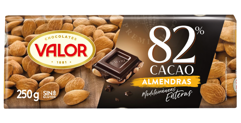 Dark Chocolate 82% cocoa with Almonds