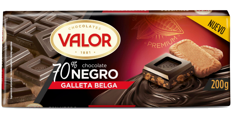 Chocolate negro 70% con galleta belga troceada