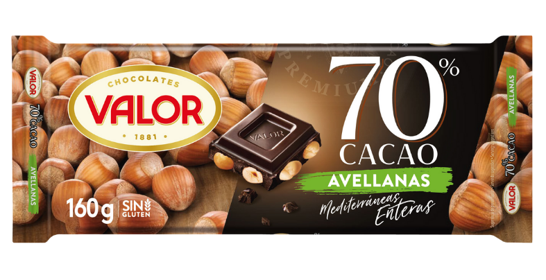 70% dark chocolate with hazelnuts