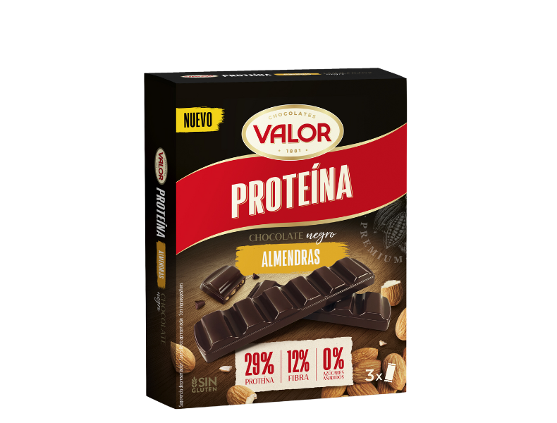 Minitabletas chocolate negro con proteína y almendras. 0% azúcares añadidos